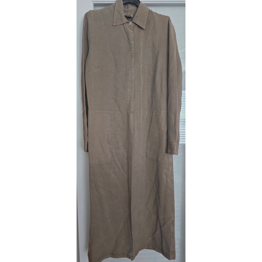 Vintage AKS Amy K Su for‎ Nordstrom Long Sleeve Shirt Dress with Pants Set Taupe